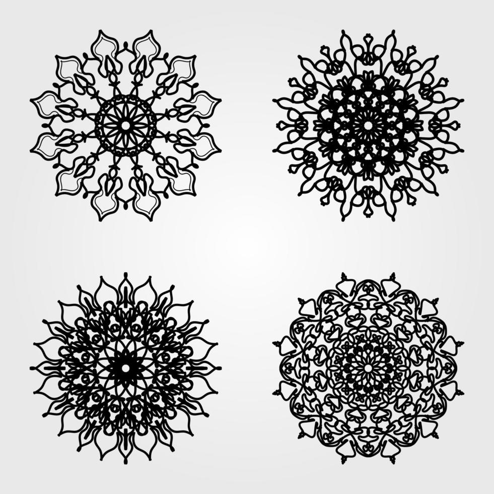 definir elementos de decoração de arte de mandala de padrão circular vetor