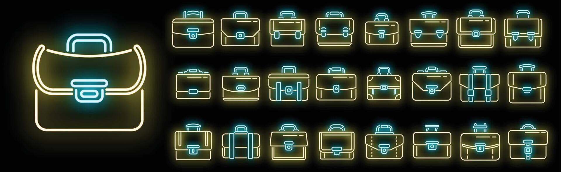 conjunto de ícones de maleta vector neon