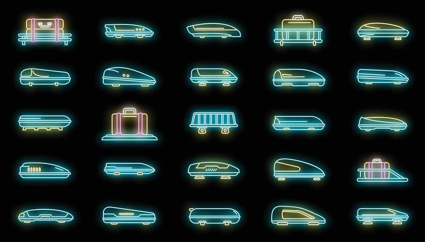 conjunto de ícones de caixa de teto de carro vector neon