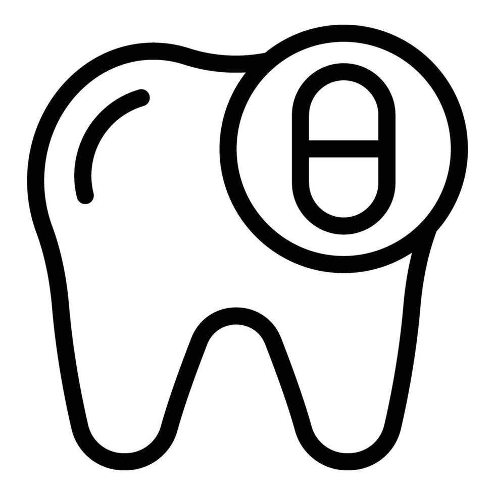 dental pílulas ícone esboço vetor. dentes analgésico vetor