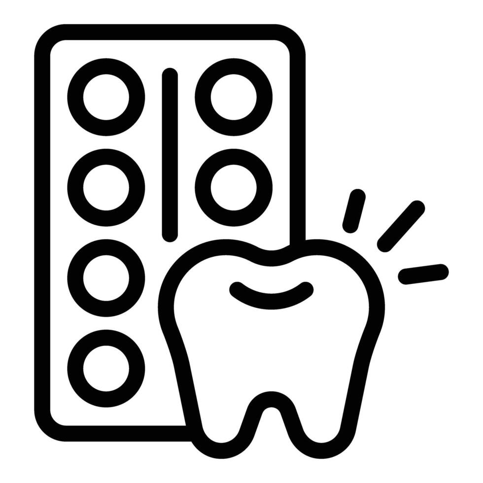 dor de dente analgésico ícone esboço vetor. dental medicação vetor