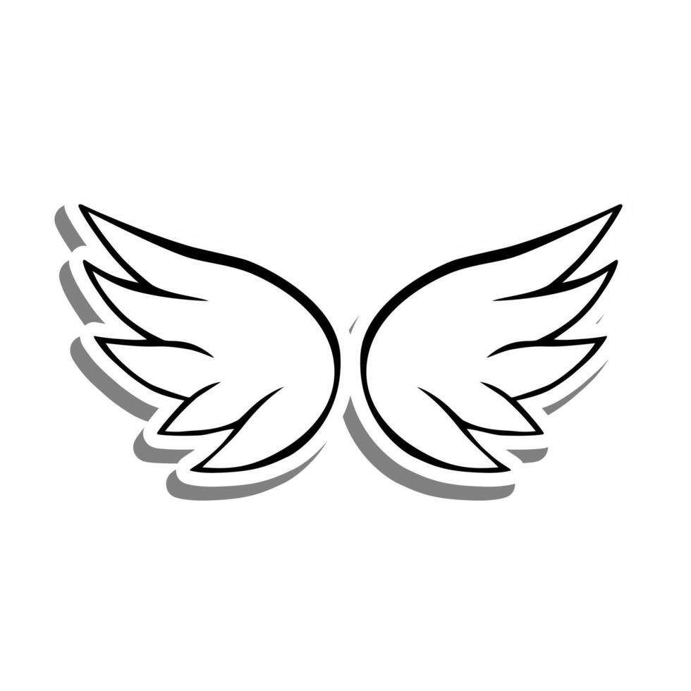 esboço pequeno asas em branco silhueta e cinzento sombra. vetor ilustração para decoração ou qualquer Projeto.