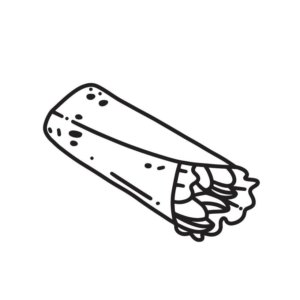 esboço desenhado à mão mexicano cozinha ilustração linha arte desenho animado vetor