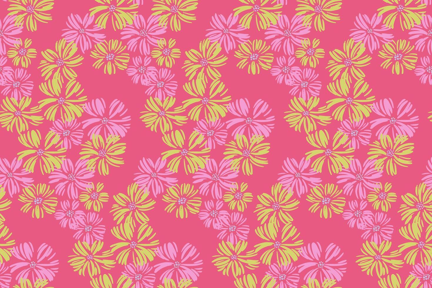 brilhante verão abstrato flores desatado padronizar. colorida criativo formas simples floral impressão em uma Rosa fundo. modelo para desenhos, crianças têxteis, superfície projeto, tecido vetor