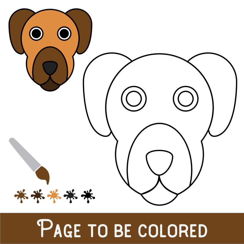 cara engraçada do cachorro para ser colorida, o livro de colorir para crianças pré-escolares com nível de jogo educacional fácil. vetor