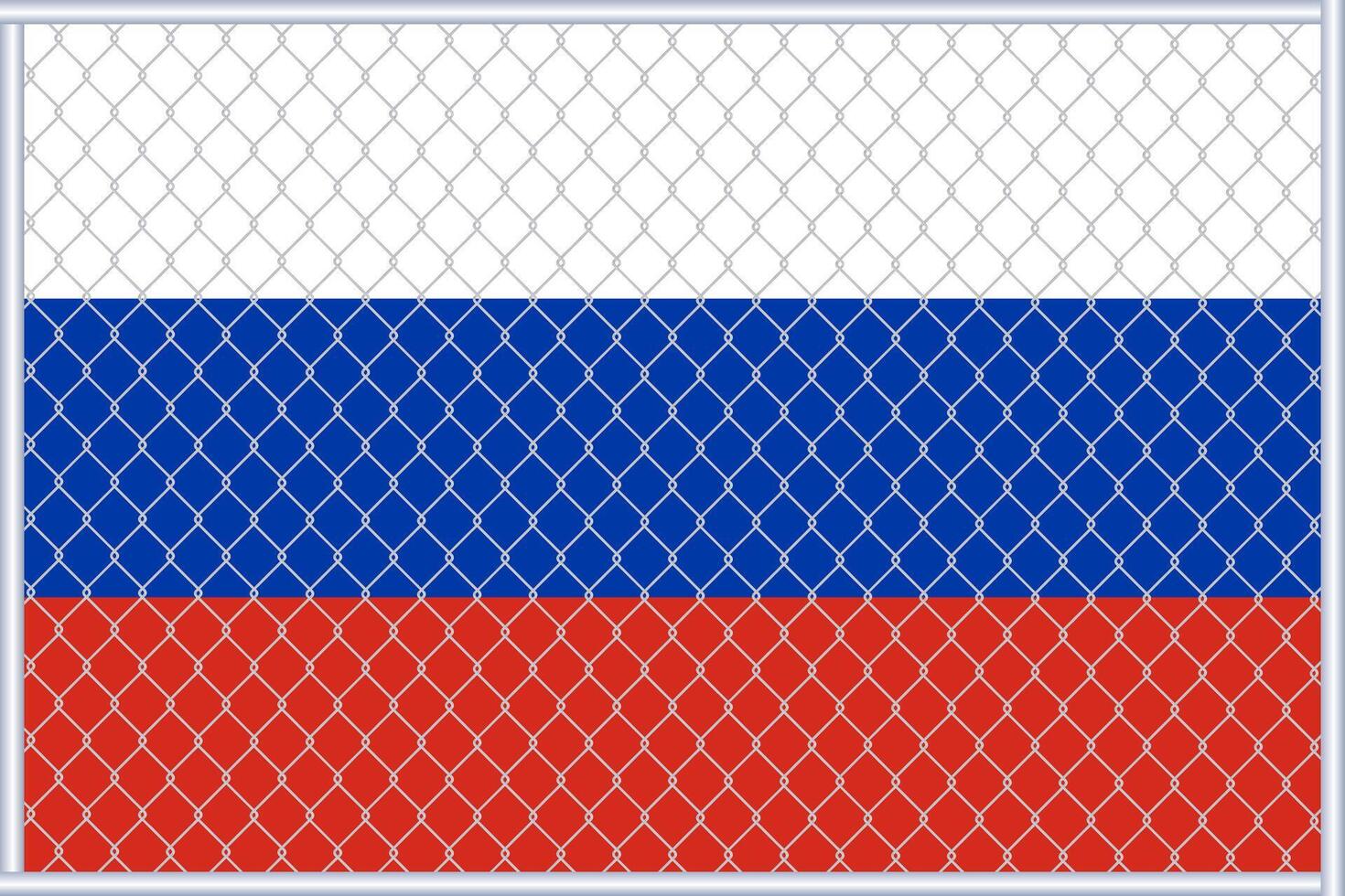 vetor ilustração do a bandeira do Rússia debaixo a treliça. conceito do isolacionismo.