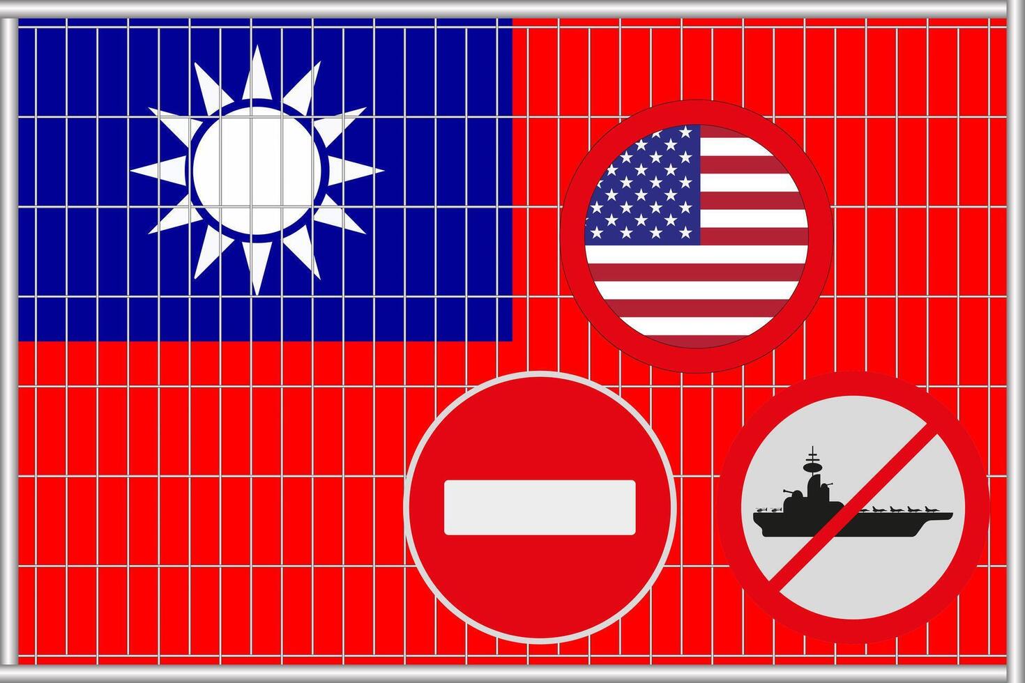 vetor ilustração do a bandeira do Taiwan debaixo a treliça. conceito do isolacionismo. não guerra.