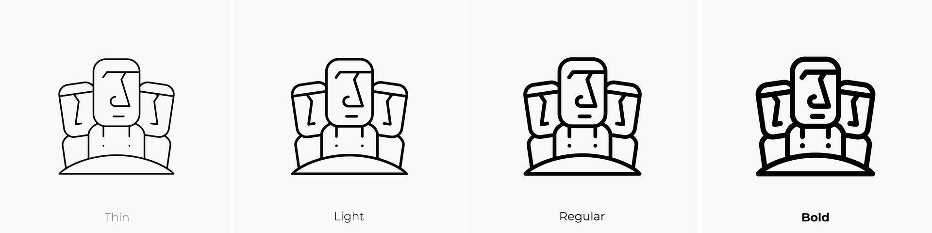 moai ícone. afinar, luz, regular e negrito estilo Projeto isolado em branco fundo vetor