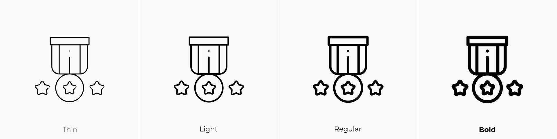 medalha ícone. afinar, luz, regular e negrito estilo Projeto isolado em branco fundo vetor