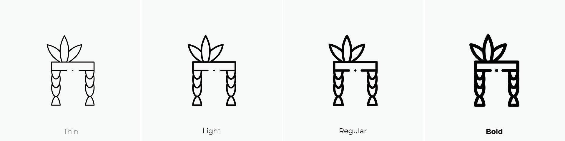 nativo americano ícone. afinar, luz, regular e negrito estilo Projeto isolado em branco fundo vetor