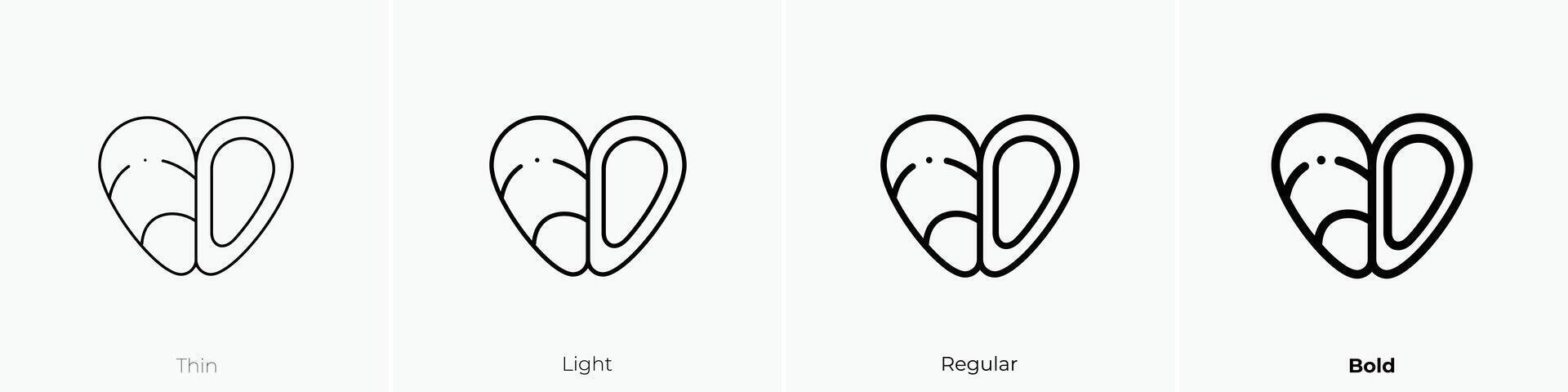 mexilhão ícone. afinar, luz, regular e negrito estilo Projeto isolado em branco fundo vetor