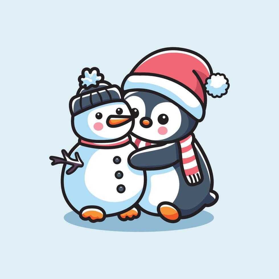 fofa vetor Projeto ilustração do pinguins e bonecos de neve