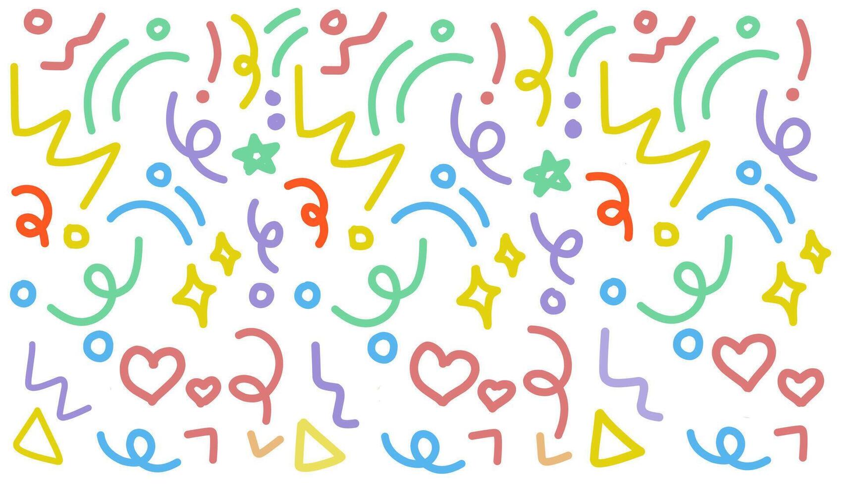 divertida linha colorida doodle padrão sem emenda. fundo de arte de estilo minimalista criativo para crianças ou design moderno com formas básicas. cenário de rabisco infantil simples. vetor