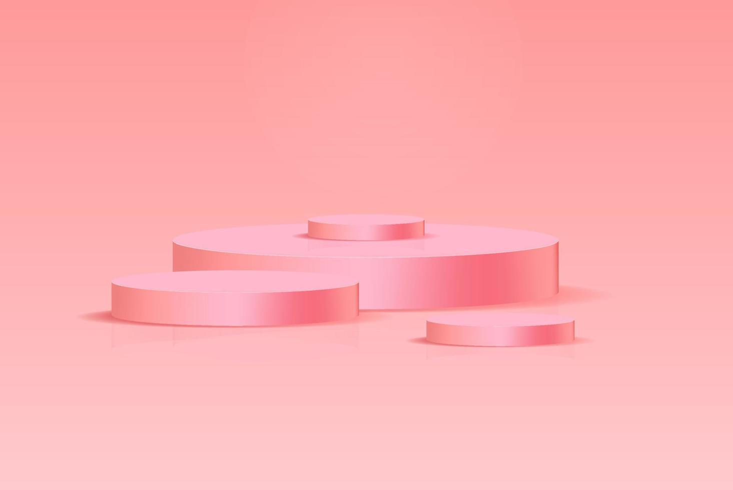 fundo do vetor 3d rosa render com pódio rosa 3d e cena mínima de parede rosa, fundo mínimo pódio rosa renderização 3d abstrato de palco cinza. renderização de palco para produto no estúdio de pódio branco