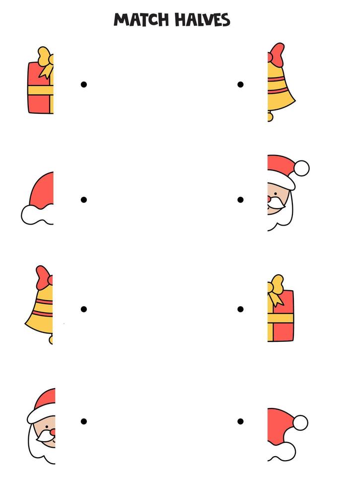 combinar partes de fotos de natal. jogo lógico para crianças. vetor