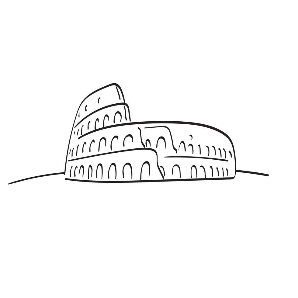 o coliseu ou coliseu em roma itália ilustração vetorial isolado na arte de linha de fundo branco. vetor