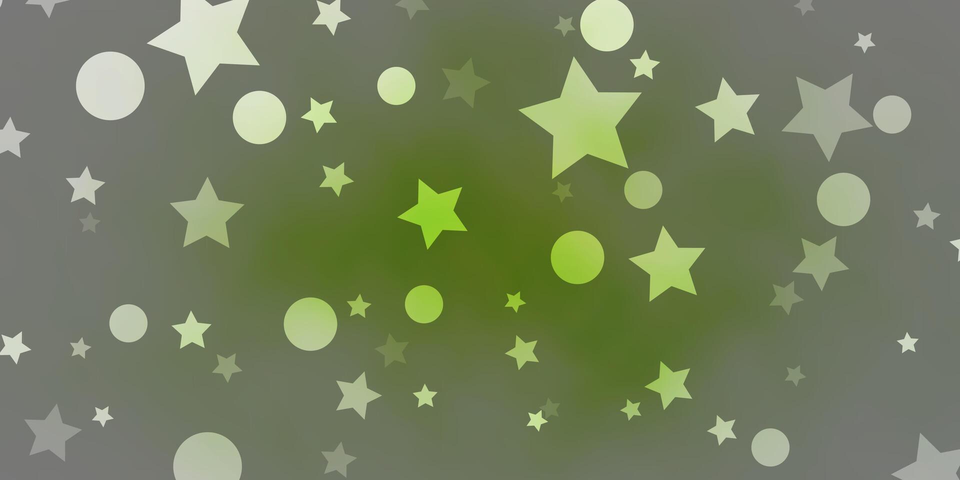 fundo verde claro do vetor com círculos, estrelas.