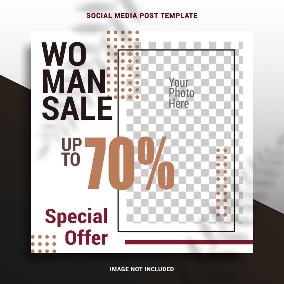 mulher venda mídia social post template banner quadrado para branding e promoção de roupas, moda, automotivo, finanças e outros produtos de negócios. vetor
