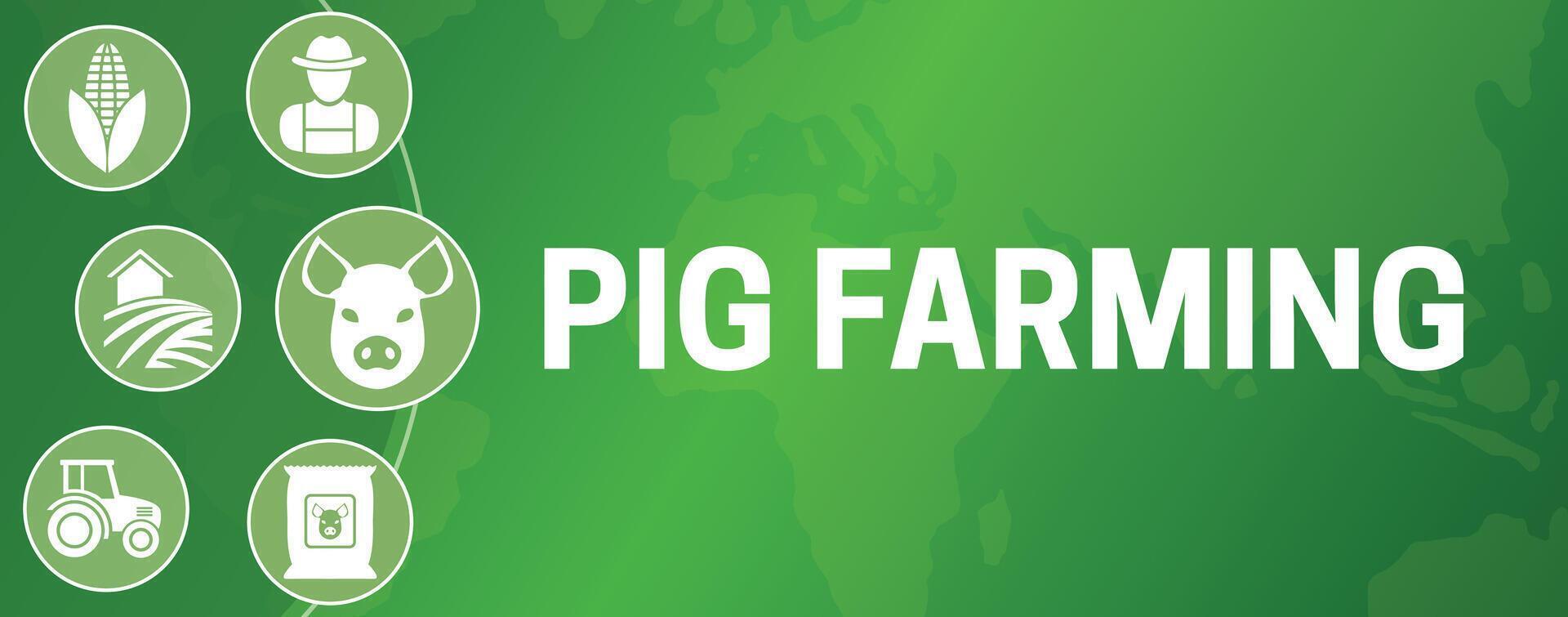 porco agricultura ilustração bandeira vetor