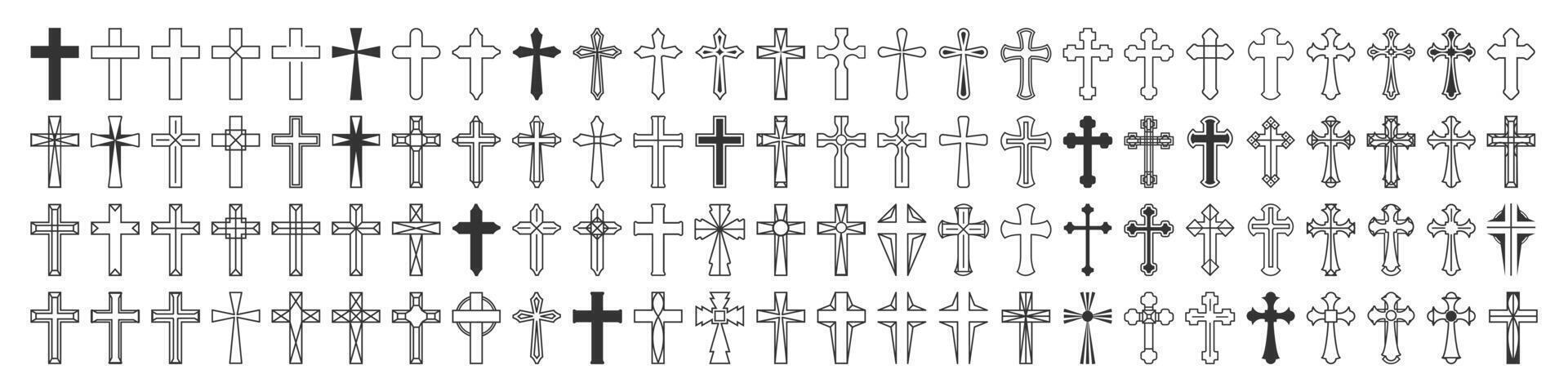 cristão Cruz vetor conjunto coleção