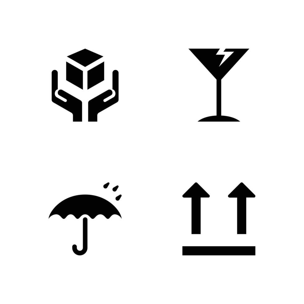 embalagem símbolos ícone conjunto - isto caminho acima, frágil, chuva proteção, lidar com com Cuidado vetor