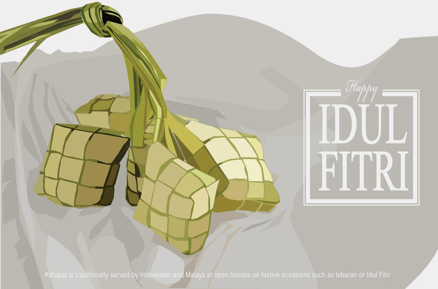 vetor ilustração real jovem verde ketupat kupat tradicional comer muçulmano malaio em branco pano a comemorar feliz idul fitri logotipo