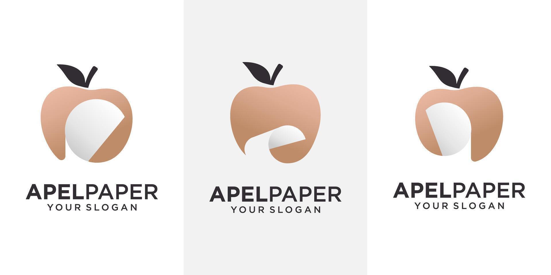 moderno simples maçã e papel logotipo desenhos .vetor ilustração vetor