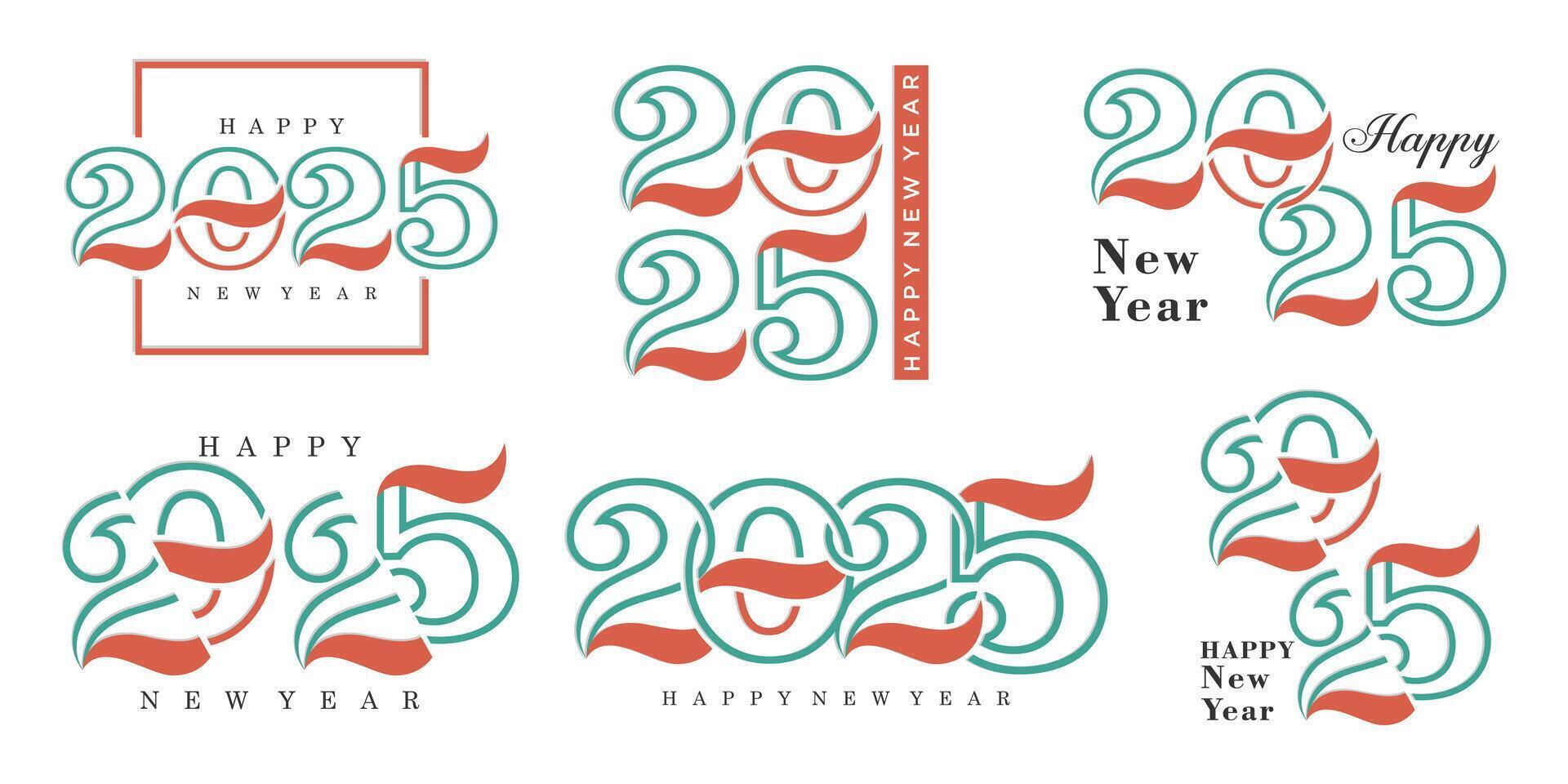 grande conjunto do 2024 feliz Novo ano logotipo texto Projeto. 2025 número Projeto modelo. vetor ilustração