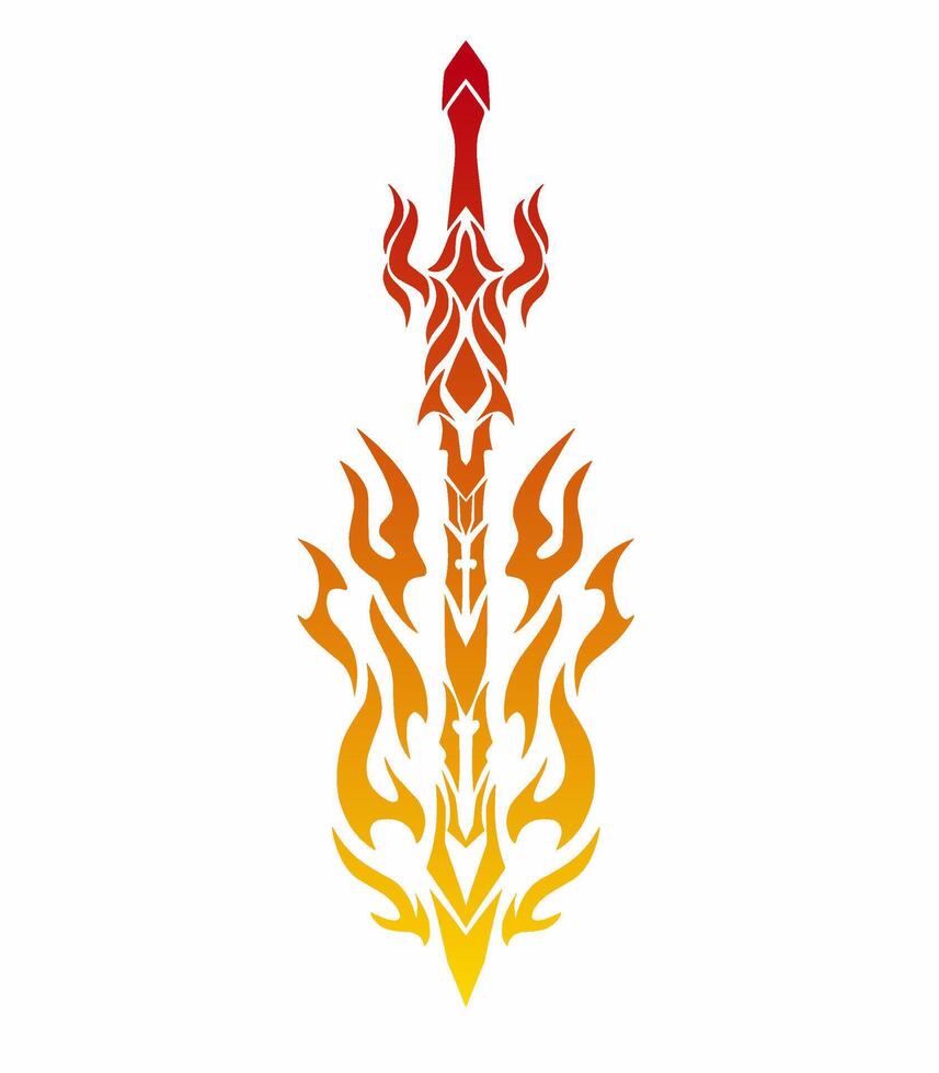 ilustração vetor gráficos do tribal arte Projeto queimando fogo espada