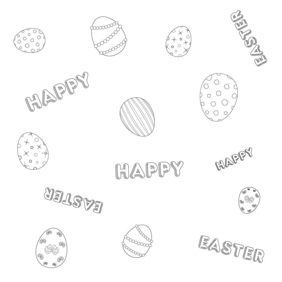 crianças coloração livros. decorado ovos e feliz Páscoa inscrição. vetor