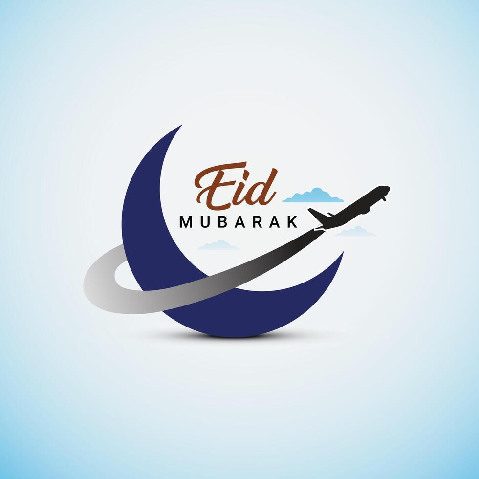 avião, eid, Ramadã, viagem, viagem, avião, avião, viagem e festival conceito, eid Mubarak criativo conceito Projeto. eid-ul-fitr, eid-ul-azha. religioso feriados estão célebre de mundo muçulmanos vetor