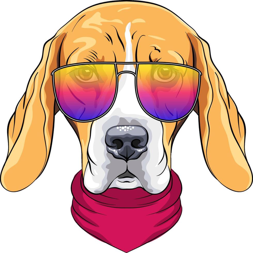 vetor hipster sério cachorro beagle dentro óculos