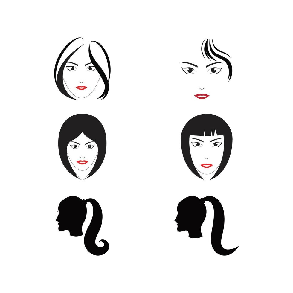 rosto de mulher silhueta ilustração personagem logotipo ícone vetor
