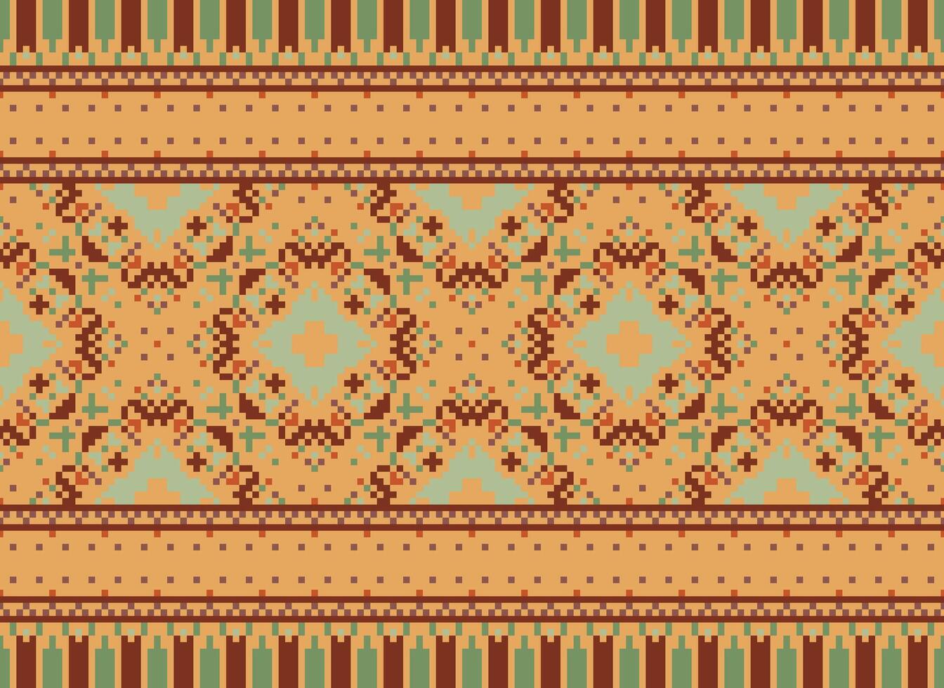 Cruz ponto. pixel padronizar. étnico padrões. abstrato arte. Projeto para tapete, papel de parede, roupas, têxtil, travesseiro, cortina, lençol, mesa corredores. mehndi. rushnyk. terra tom. vintage. vetor. vetor