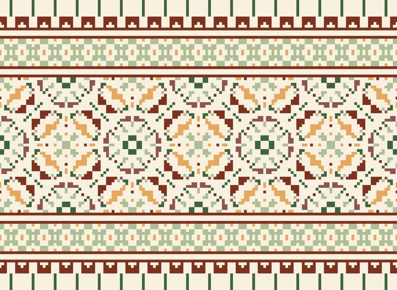 Cruz ponto. pixel padronizar. étnico padrões. abstrato arte. Projeto para tapete, papel de parede, roupas, têxtil, travesseiro, cortina, lençol, mesa corredores. mehndi. rushnyk. terra tom. vintage. vetor. vetor