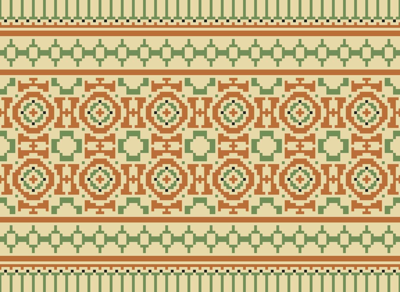 Cruz ponto. pixel padronizar. étnico padrões. abstrato arte. Projeto para tapete, papel de parede, roupas, têxtil, travesseiro, cortina, lençol, mesa corredores. mehndi. rushnyk. terra tom. vintage. vetor. vetor