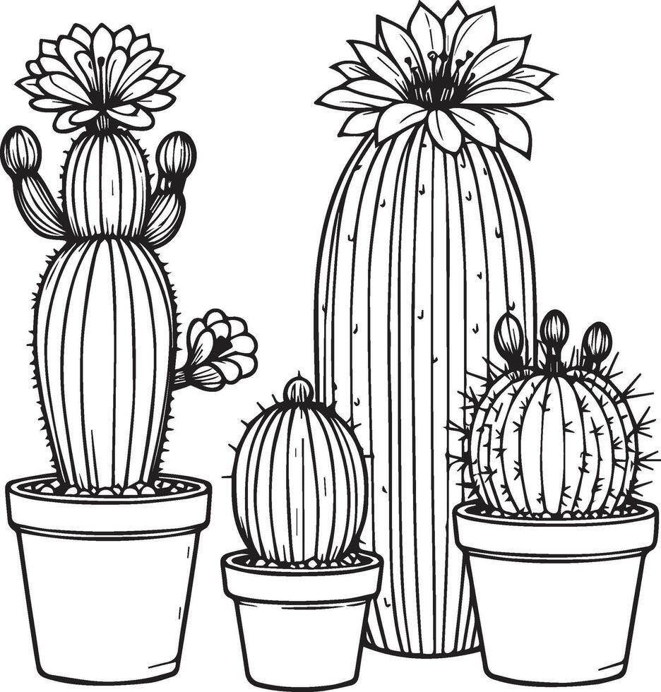 cacto vetor ilustração, cacto linha desenhos. cacto imprimível coloração Páginas, cacto coloração Páginas para adultos, cacto e flor coloração páginas, cacto planeta desenhos