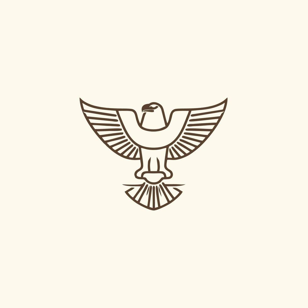 ai gerado horus mono linha logotipo ícone Projeto modelo.eagle, linha, plano vetor ilustração.