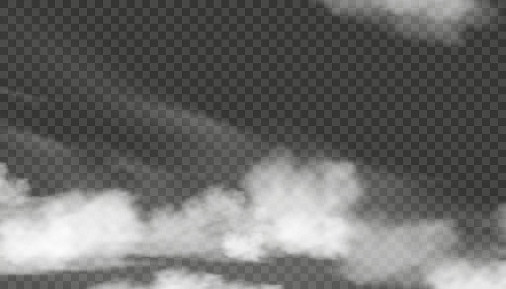 branco nuvens céu paisagem, vetor nebulosidade, nevoeiro ou fumaça em Sombrio xadrez fundo.elementos Projeto nublado céu para Primavera Verão bandeira