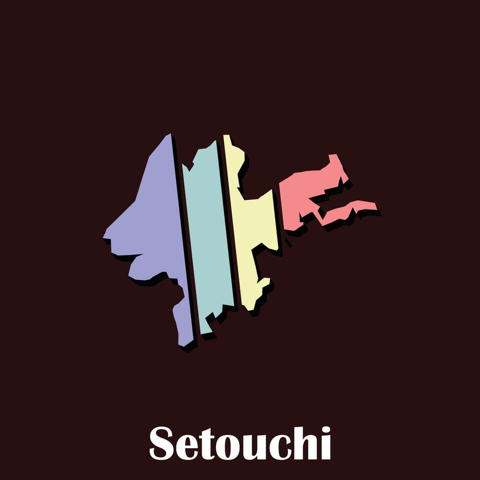 setouchi cidade colorida com esboço mapa, Japão mapa - abstrato estilo vermelho isolado em branco fundo para infográfico, Projeto vetor. vetor