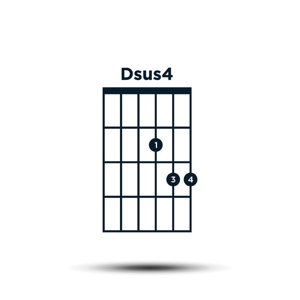 dsus4, básico guitarra acorde gráfico ícone vetor modelo