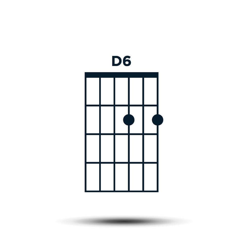 d6, básico guitarra acorde gráfico ícone vetor modelo