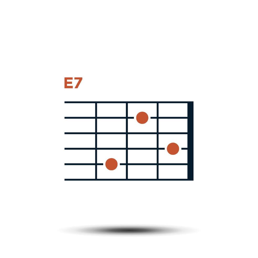 e7, básico guitarra acorde gráfico ícone vetor modelo