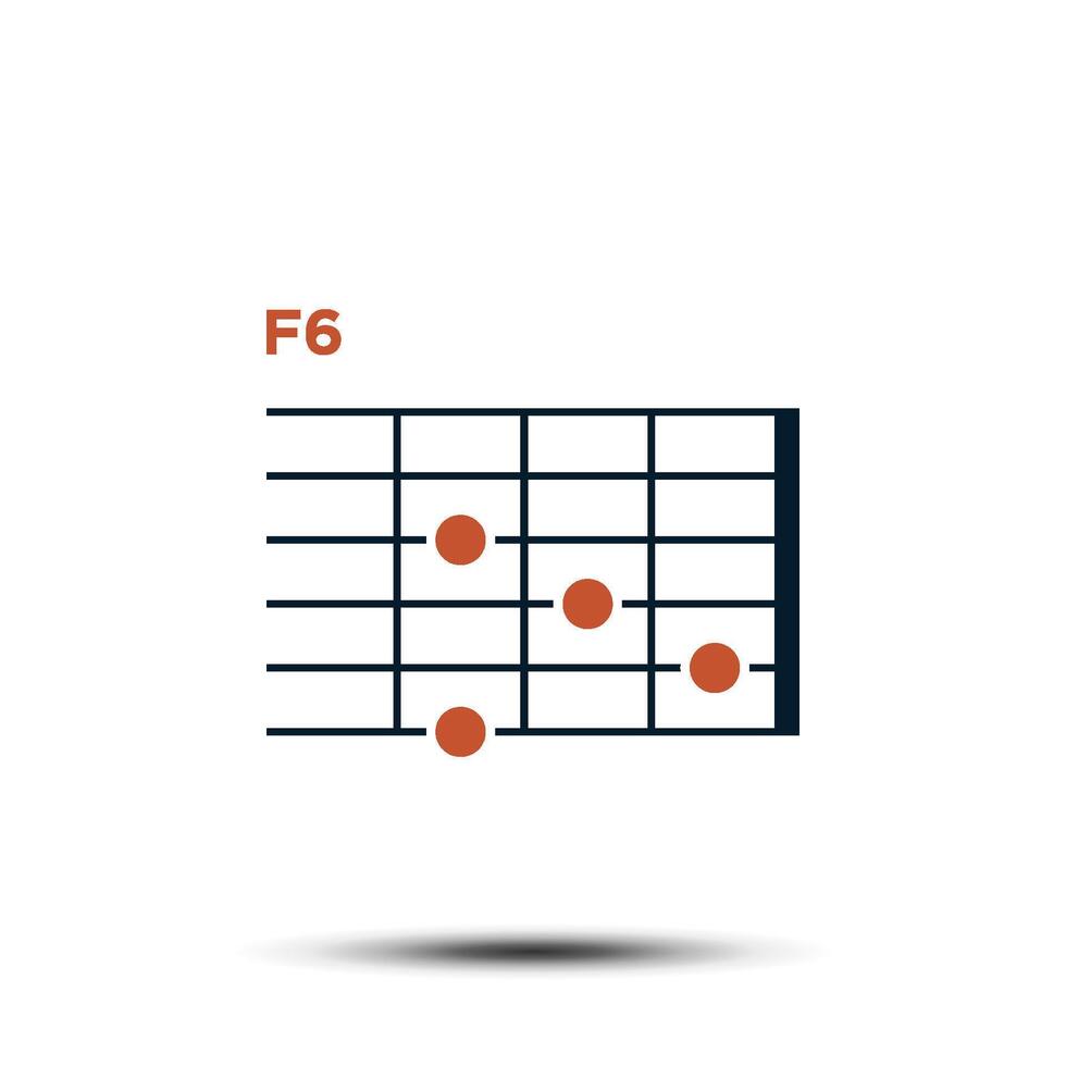 f6, básico guitarra acorde gráfico ícone vetor modelo