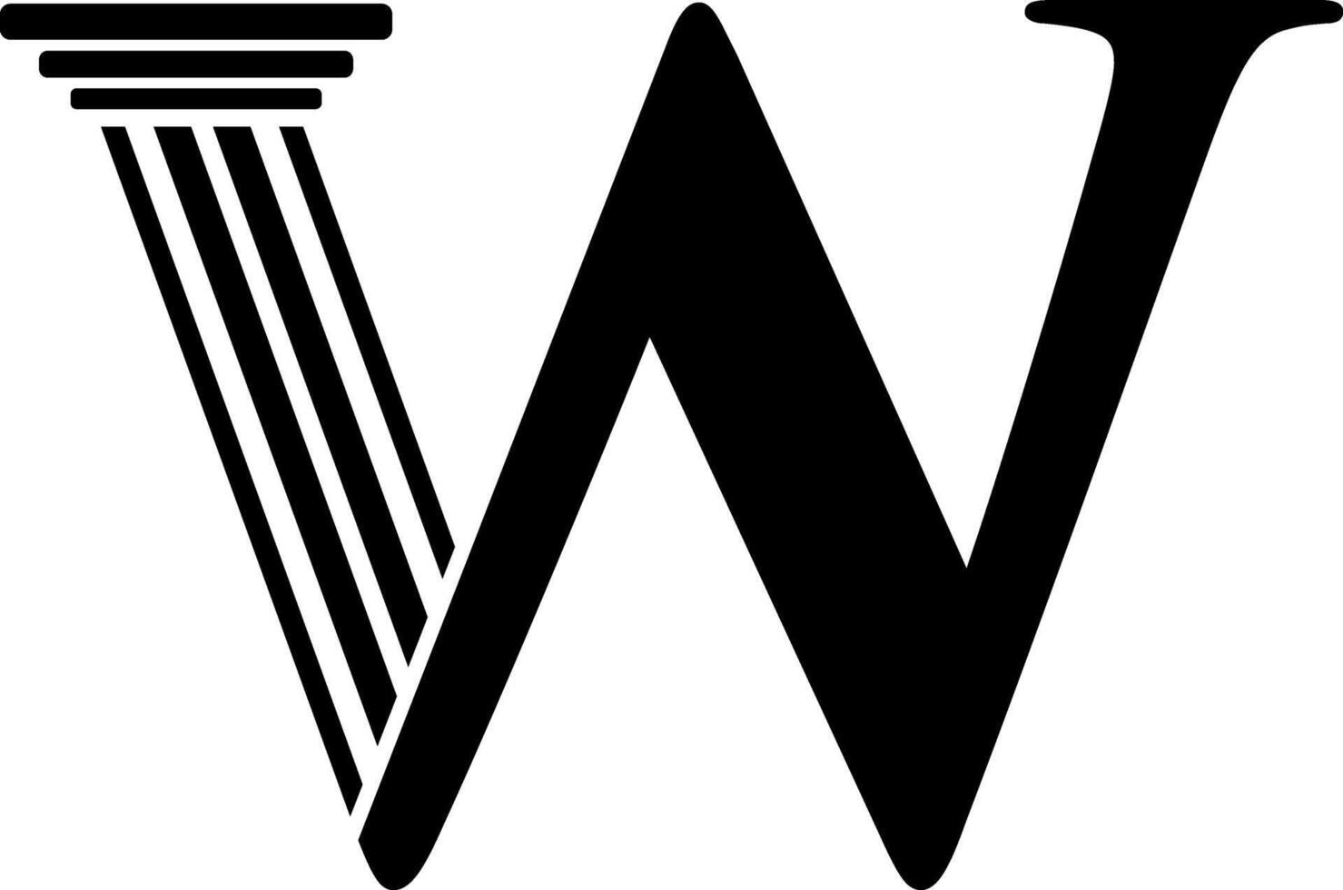 carta W pilar lei logotipo vetor
