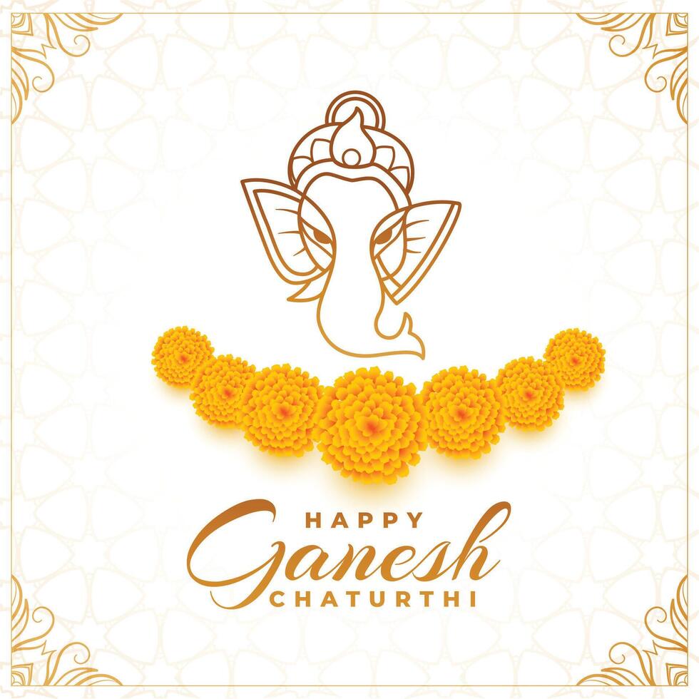 elegante estilo ganesh chaturthi festival cumprimento ou convite cartão bandeira vetor