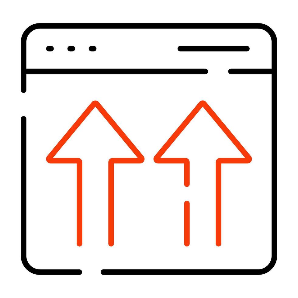 Setas; flechas em rede página exibindo rede Enviando ícone vetor