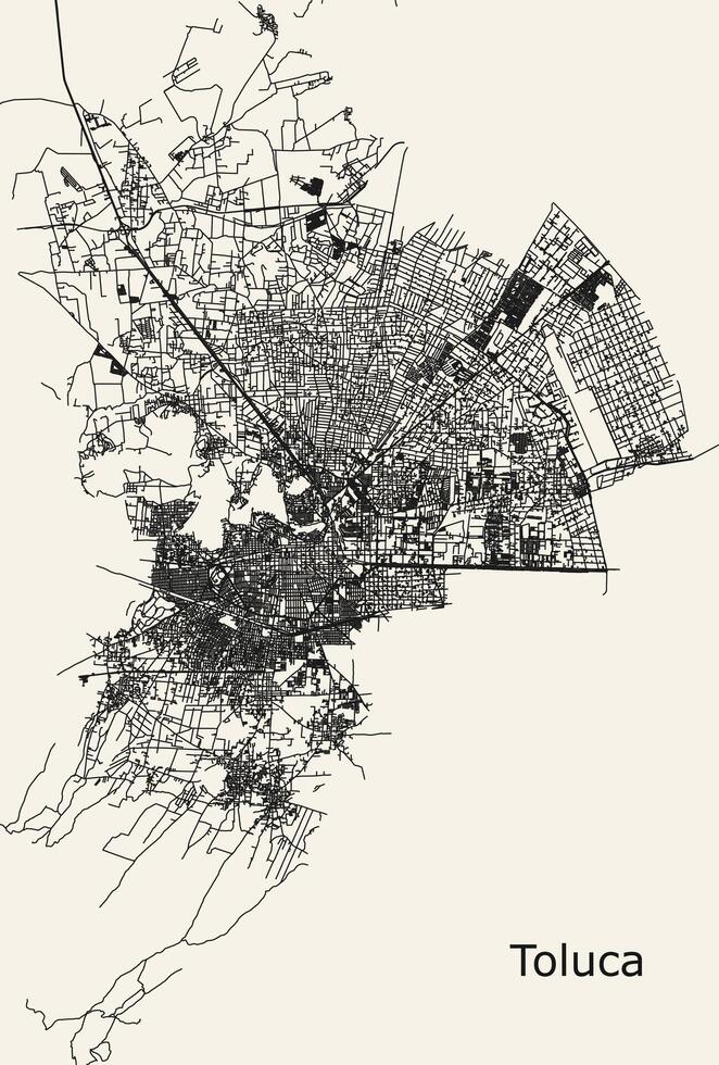 cidade estrada mapa do Toluca, Estado do México, México vetor