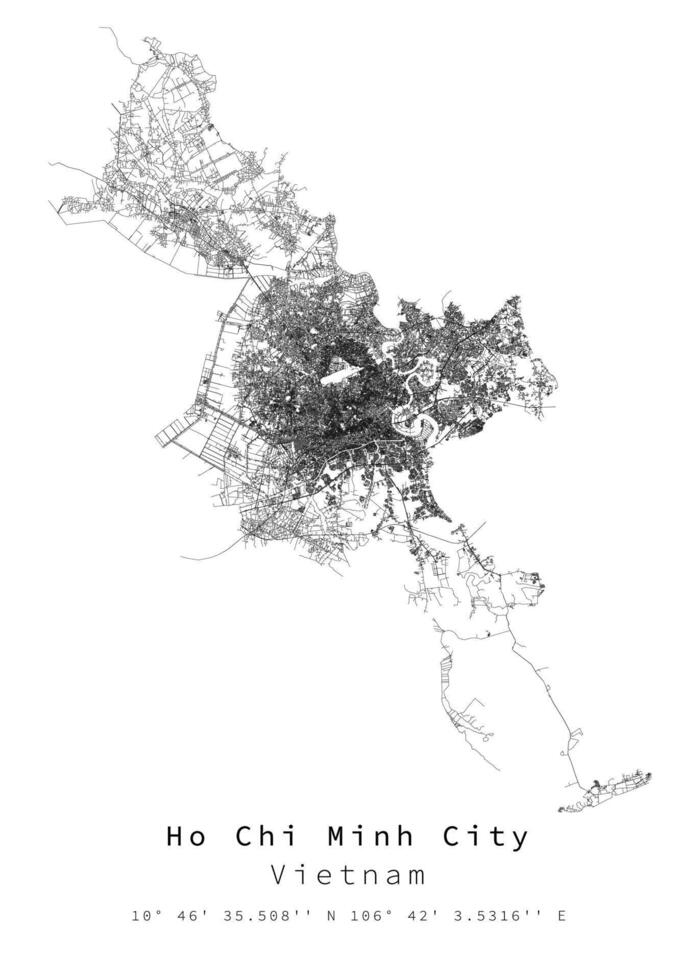 ho chi minh cidade, Vietnã urbano detalhe ruas estradas mapa vetor