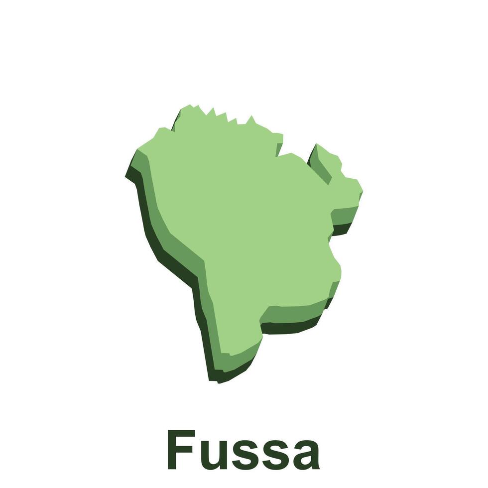 mapa cidade do fussa verde cor, com em branco e nomes do fussa vetor modelo